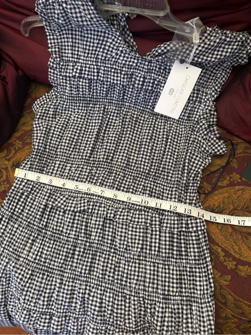 CAROLINE  CONSTAS Black & White Gingham Maxi Dress | Size Small - Picture 8 of 12